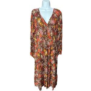 Stitch By Chenault Floral Maxi Dress Women’s Size XXL Boho Prairie Cottagecore